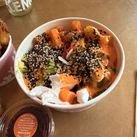 Philadelphia? Poke bowl with salmon, cream cheese, mango, avocado and cucumber  at Happy Maki in Brighton