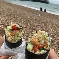 Fake-chicken burrito at Happy Maki in Brighton