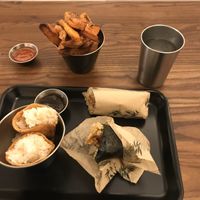 Hoisin menu, fried sweet potatoes, sweet chili sauce and teriyaki home-made sauces at Happy Maki in Brighton