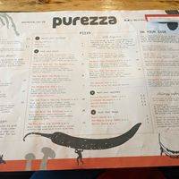 Main menu at Purezza in Brighton