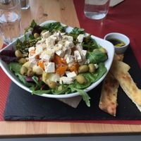 Tofu, butternut squash, artichoke salad with warm breadsticks -from 2016 March, please check updated menu to see if this is still available or not at Purezza in Brighton
