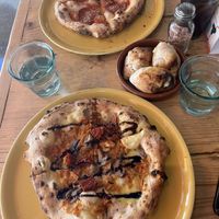 Pepperoni + Pulled Pork/Wild Mushroom/Tomato (all vegan)   at Purezza in Brighton