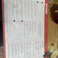 Menu  at Purezza in Brighton