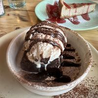 Salted caramel chocolate brownie & New York cheesecake   at Purezza in Brighton
