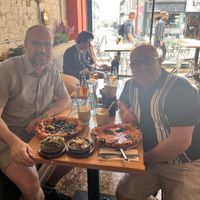 Four Seasons Pizza, Marguerite, Potatoes, Courgette spaghetti & fatigue fighter smoothies.  at Purezza in Brighton