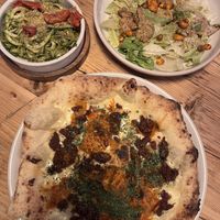 BBQ Bourbon Pizza, Caesar Salad and Courgetti  Spaghetti  at Purezza in Brighton