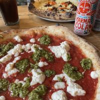 Pesto at the front and BBQ bourbon at the back. Both delicious   at Purezza in Brighton