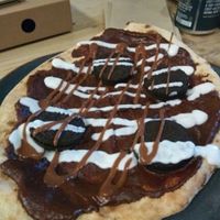 Oreo and choccy spread vegan dessert pizza at Purezza in Brighton