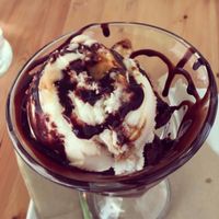 Peanut and salted caramel ice cream! So yummy! at Purezza in Brighton