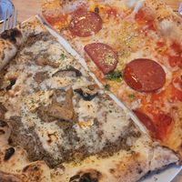 Truffle and mushroom and peperoni and cheese pizzas at Purezza in Brighton