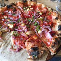 This is my Dad's 'volcano pizza at Purezza in Brighton