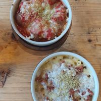 Meatballs (top) Mac and cheese (bottom) at Purezza in Brighton