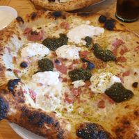 our favourite- pistachio pizza at Purezza in Brighton