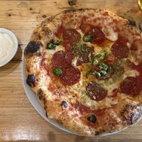 pepperoni pizza with garlic dip  at Purezza in Brighton