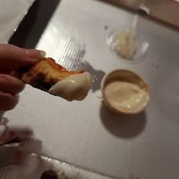 Garlic dip on crust at Purezza in Brighton