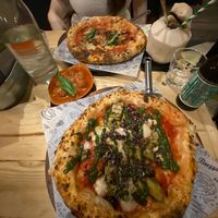 Pesto pizza (onions are v sweet) and parmigiana pizza with side of meatballs😄 at Purezza in Brighton