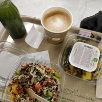 Two salads, a green juice and a oat milk coffee at ORY - EXKi in Orly