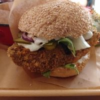 Burger with seitan. at Pomylone Gary in Lublin