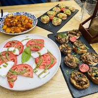 Bruschetta & spicy potatoes   at Veggic in Plovdiv