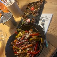 Teriyaki and bruschette   at Veggic in Plovdiv