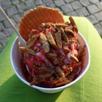 Spaghetti ice-cream (vegan)  at Eis Cafe De Lorenzo in Saarbrucken