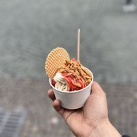 Kinder spaghetti   at Eis Cafe De Lorenzo in Saarbrucken