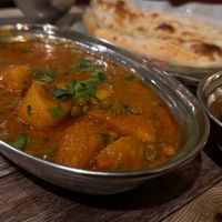 Allo Matter, potatoes and chickpeas in a rich spicy sauce. This item is not on the online menu, but is on the vegetarian option in the restaurant itself. at Pakwan in San Francisco