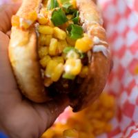 elote hotdog at Cycle Dogs in Seattle