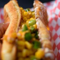 elote hotdog at Cycle Dogs in Seattle