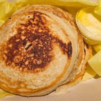 3 stack pancakes (it comes with plenty of syrup) at Cycle Dogs in Seattle