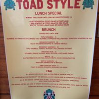 Menu 2023  at Toad Style in Brooklyn