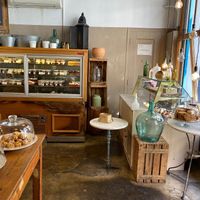 Cookies on the right, cakes and tarts at the back at La Besnéta in Barcelona