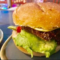 jackfruit burger!!! at Vegan Hippo in London