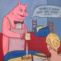 Humorous art inside Vegan Hippo at Vegan Hippo in London