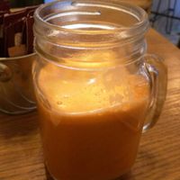 Carrot and ginger juice at Vegan Hippo in London
