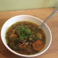 Mushroom soup at Organitheka in Warsaw