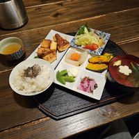This is before the (I believe not vegan, but they ask you) cake came out. Also got some fresh orange juice with orange slices. at Sakura Saku in Himeji