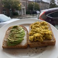 Avocado toast and tofu scramble   at Zoot Coffee in Camden