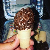 Mini chocolate sprinkle cone  at Sweet Sensations in Babylon