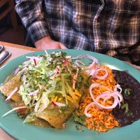 Vegan chorizo enchiladas  at Tomatillo in Dobbs Ferry
