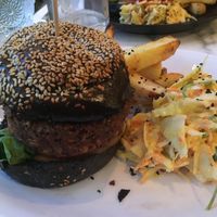 Mushroom burger, slaw, and fries at Redemption - Chepstow in West London