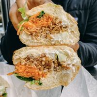 Crispy tofu sandwich at Dinosaurs - Market St in San Francisco