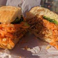 Split action bahn mi. at Dinosaurs - Boardman Pl in San Francisco