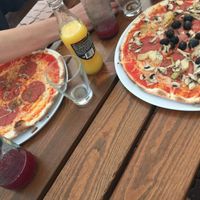 Vegan prosciutto and quattro stagioni  at Pizzeria Fernando in Kolobrzeg