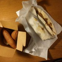 plastic-free COVID-19 takeaway (compostable food/paper only). "Large" Wrap and İçli Köfte. at Cigköftem - Adalbertstrasse in Berlin