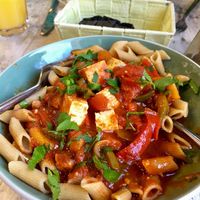 Pasta veggie- basqueaise... best pasta dish ever !  at Casse-Noisette in Le Havre