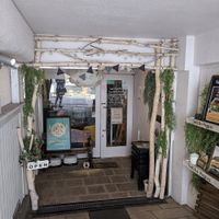 Storefront: store entrance is tucked into the building at Veganic To Go in Tokyo