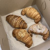 Croissant sampler - plain, chocolate, almond, peanut butter  at Fat Cats in Austin