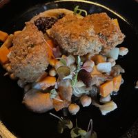 Leek and Mushroom croquettes- creamy on the inside. Can’t wait to come back and have this again! at Salt of the Earth in Fennville