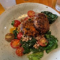 My entree was the sweet potato black bean patty - some heat, very flavorful !  at Salt of the Earth in Fennville